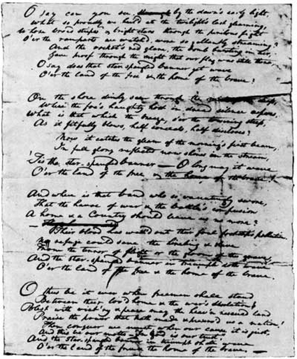 Francis Scott Key's original manuscript copy of his "Star-Spangled Banner" poem.