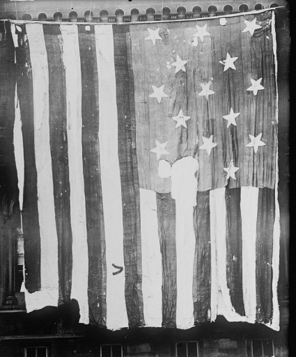 The 15-star, 15-stripe "Star Spangled Banner Flag" which inspired the poem below.