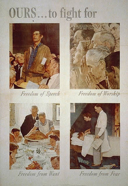 Four Freedoms series painted by Norman Rockwell in 1943.