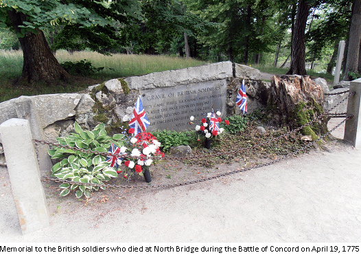 Memorial to the British soldiers who died at North Bridge during the Battle of Concord on April 19th, 1775
