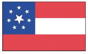 The Confederate flag flown over the Marshall House Inn, when Union troops entered Alexandria, had an additional large star for the state of Virginia which had just seceded.