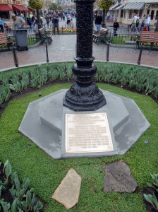 Flagpole and Dedication Plaque at Disneyland's Town Square