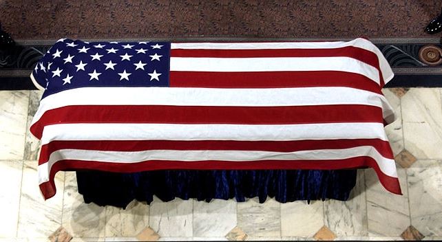 Draping A Casket With The U S Flag
